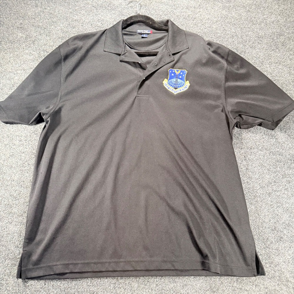 Sport-Tek Air Force Petroleum Agency Polo Shirt XL Black Mesh Golf Mens Military
